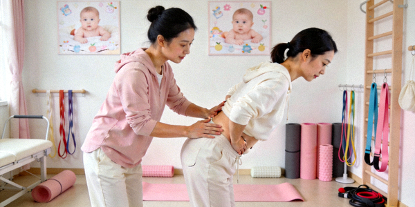 产后妈妈在专业指导下进行恢复训练